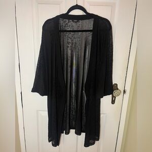 Banned Alternative Black Flocked Leopard Burnout Kimono Cover Up XL Goth
